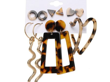 Tortoiseshell & 18K Gold-Plated Snake Earrings Set Online Hot Sale