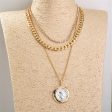 Cubic Zirconia & Two Tone Coin Pendant Necklace Set Sale