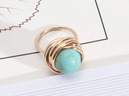 Turquoise & 18K Gold-Plated Coil Ring Online Sale