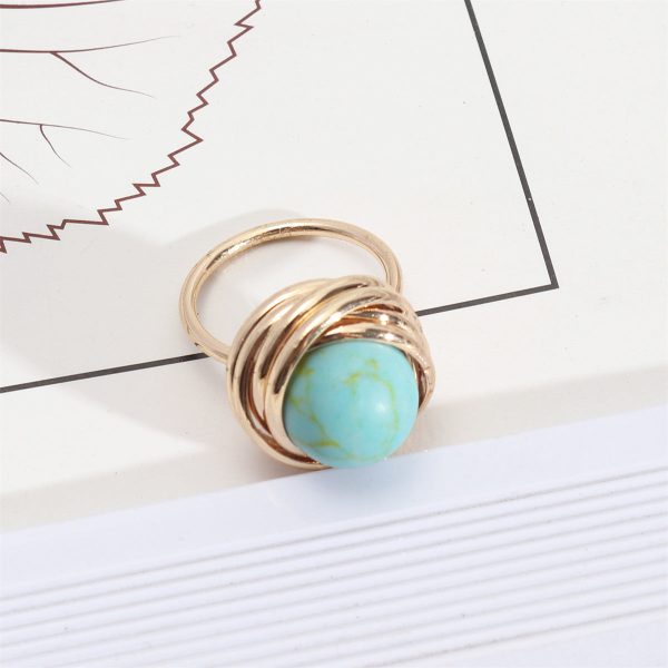 Turquoise & 18K Gold-Plated Coil Ring Online Sale