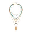 Teal & Cubic Zirconia Rose Card Layered Pendant Necklace on Sale