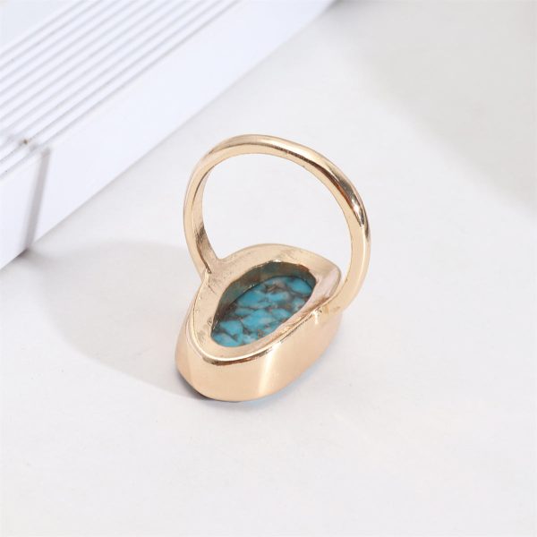 Turquoise & 18K Gold-Plated Oval Ring Supply