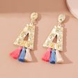 Teal Polyster & Coral Rainbow Crystal Trapezoid Drop Earrings Hot on Sale