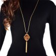 Tan Polyurethane & 18K Gold-Plated Leopard Lattice Tassel Pendant Necklace Fashion