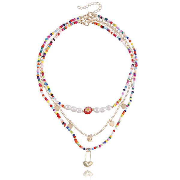 Multicolor Howlite & Pearl 18K Gold-Plated Heart Pendant Necklace Set Online now