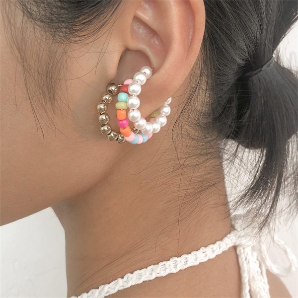 Multicolor Howlite & Pearl 18K Gold-Plated Beads Ear Cuff Set Online Hot Sale