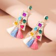 Teal Polyster & Coral Rainbow Crystal Trapezoid Drop Earrings Hot on Sale