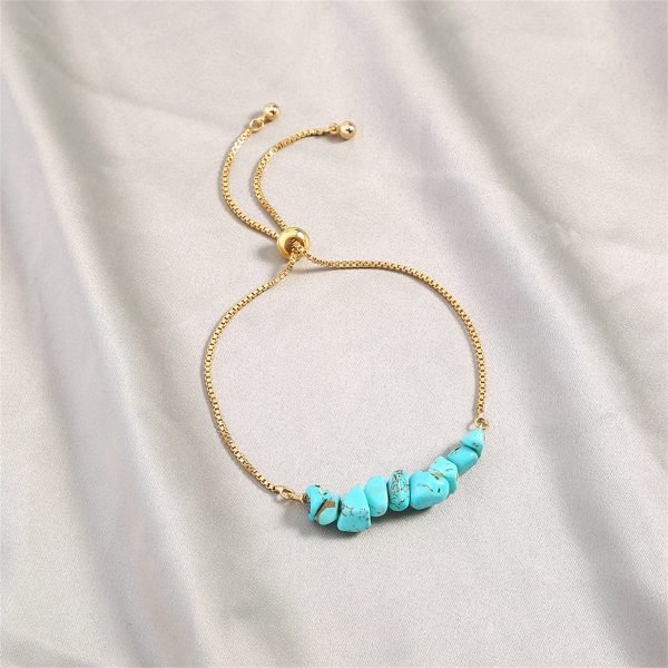 Turquoise & 18K Gold-Plated Adjustable Bracelet For Discount