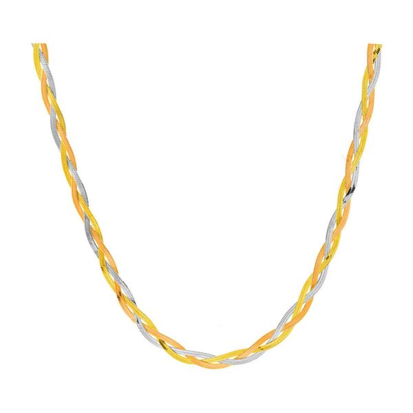 Tri-Tone Snake Chain Weave Necklace on Sale