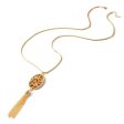 Tan Polyurethane & 18K Gold-Plated Leopard-Print Oval Tassel Pendant Necklace Cheap