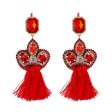 Cubic Zirconia & Red Crystal Pavé Tassel Crown Drop Earrings Online Hot Sale