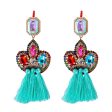 Teal Crystal & Cubic Zirconia Tassel Drop Earrings Supply