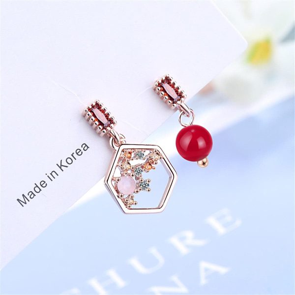 Cubic Zirconia & Red Pearl 18K Rose Gold-Plated Mismatched Drop Earrings Online