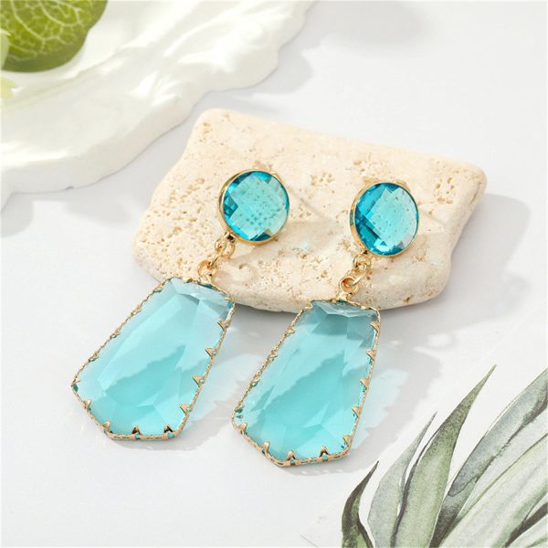 Sky Blue Crystal & 18K Gold-Plated Geo Drop Earrings Online now