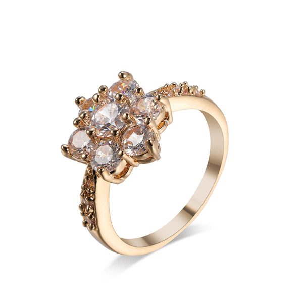 Cubic Zirconia & 18K Gold Plated Sunflower Ring Online Hot Sale