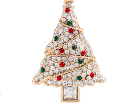 Cubic Zirconia & Crystal Trimmed Christmas Tree Brooch Sale