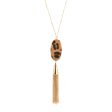 Tan Polyurethane & 18K Gold-Plated Slender Oval Tassel Pendant Necklace Discount