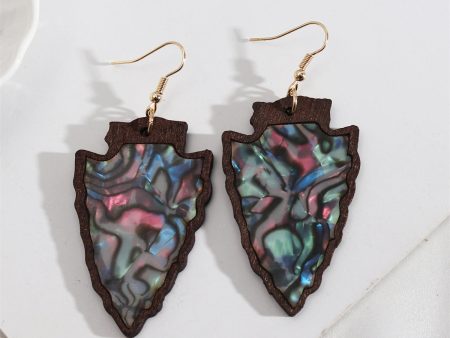 Shell & Wood Shield Drop Earrings Hot on Sale