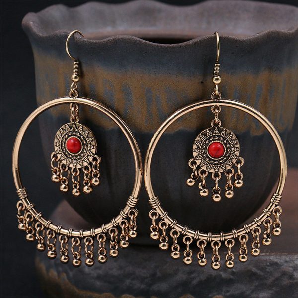 Turquoise & 18K Gold-Plated Big Circle Drop Earrings Online Hot Sale