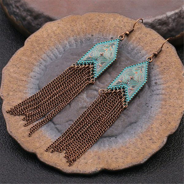 Teal Enamel & 18K Gold-Plated Arrow Tassel Drop Earrings on Sale