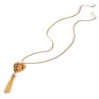 Tan Polyurethane & 18K Gold-Plated Leopard Heart Tassel Pendant Necklace Hot on Sale