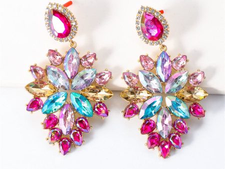 Cubic Zirconia & Pink Crystal Marquise-Cut Cluster Drop Earrings For Discount