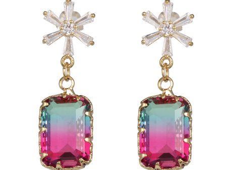 Cubic Zirconia & Pink Crystal Ombré Princess-Cut Drop Earrings on Sale