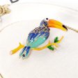 Teal Enamel & Cubic Zirconia 18K Gold-Plated Toucan Brooch For Discount