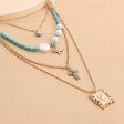 Teal & Cubic Zirconia Rose Card Layered Pendant Necklace on Sale