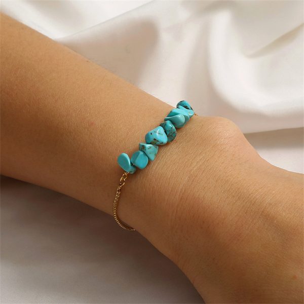 Turquoise & 18K Gold-Plated Adjustable Bracelet For Discount