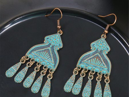 Teal Enamel & 18K Gold-Plated Comb Tassel Drop Earrings For Cheap