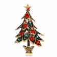 Cubic Zirconia & 18K Gold-Plated Christmas Tree Brooch For Discount