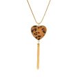 Tan Polyurethane & 18K Gold-Plated Leopard Heart Tassel Pendant Necklace Hot on Sale