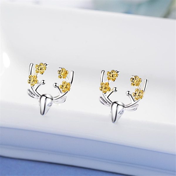 Two Tone Deer Stud Earrings Cheap