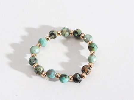 Turquoise & 18K Gold-Plated Beaded Stretch Ring Online