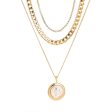 Cubic Zirconia & Two Tone Coin Pendant Necklace Set Sale