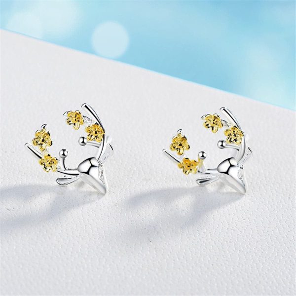 Two Tone Deer Stud Earrings Cheap