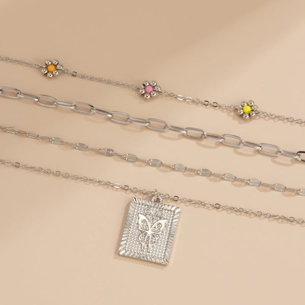 Howlite & Silver-Plated Mum & Butterfly Card Pendant Necklace Set Online now