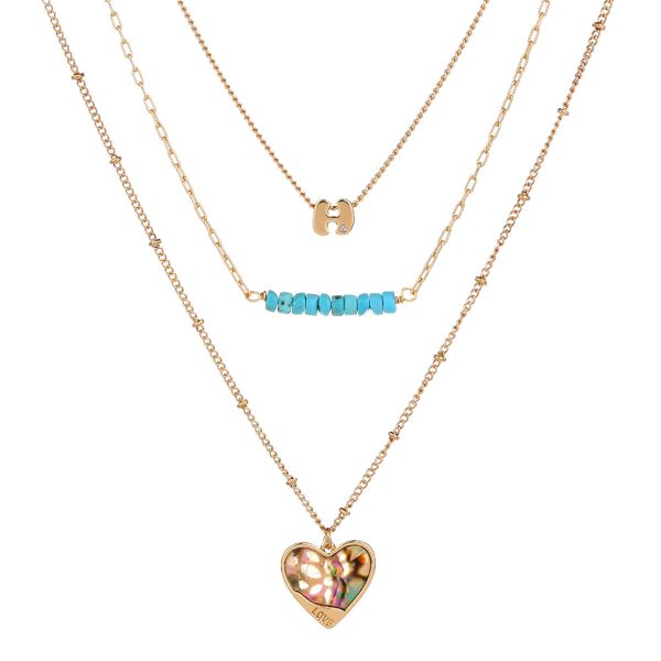 Turquoise & Abalone Shell 18K Gold-Plated Heart Layered Pendant Necklace Hot on Sale