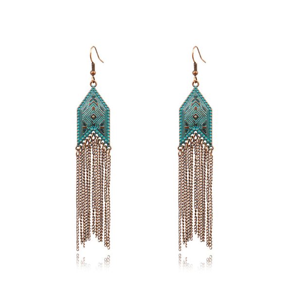 Teal Enamel & 18K Gold-Plated Arrow Tassel Drop Earrings on Sale