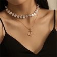 Multicolor Howlite & Pearl 18K Gold-Plated Anchor Pendant Necklace Set on Sale