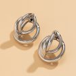 Silver-Plated Interlocking Rings Stud Earrings Fashion