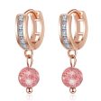 Cubic Zirconia & Pink Crystal Huggie Drop Earrings For Discount