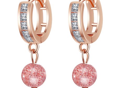 Cubic Zirconia & Pink Crystal Huggie Drop Earrings For Discount