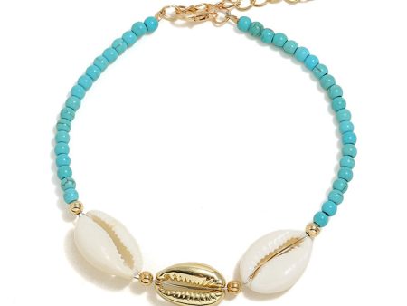 Teal Turquoise & 18K Gold-Plated Puka Shell Charm Bracelet Discount