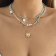 Howlite & Pearl 18K Gold-Plated Sun Pendant Necklace Set For Cheap