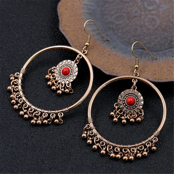 Turquoise & 18K Gold-Plated Big Circle Drop Earrings Online Hot Sale