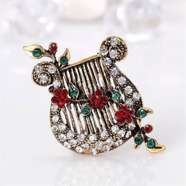 Cubic Zirconia & 18K Gold-Plated Accordion Brooch Online now