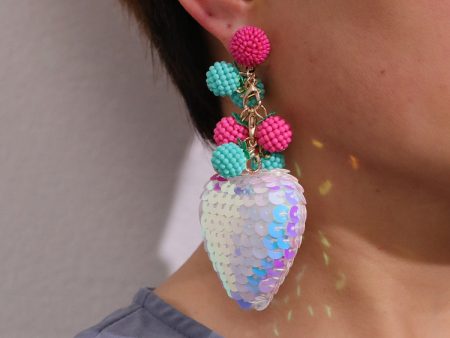 Teal & Fuchsia Howlite Heart Drop Earrings Fashion