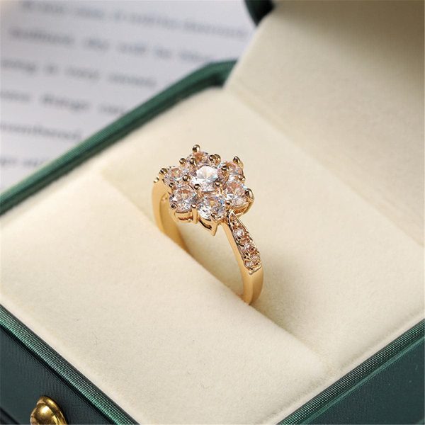 Cubic Zirconia & 18K Gold Plated Sunflower Ring Online Hot Sale